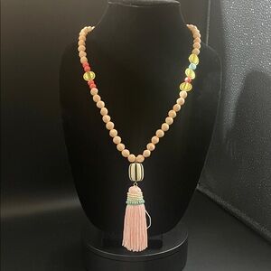 Plunder Design Jewelry Samira Pink Beaded Tassel Necklace Millie Earring Set New